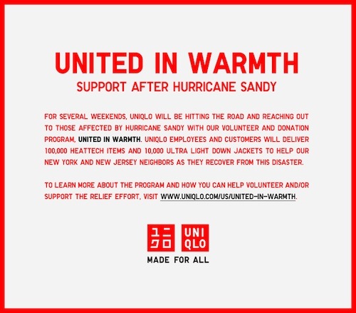 sandy relief_uniqlo email