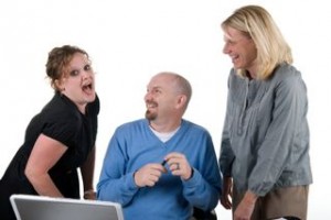 Employees laughing
