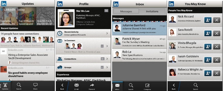 LinkedIn Blackberry 10 app pictures