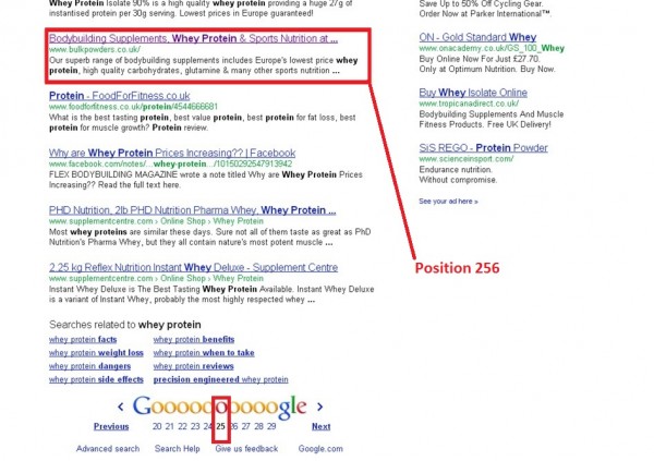 Positions in Google