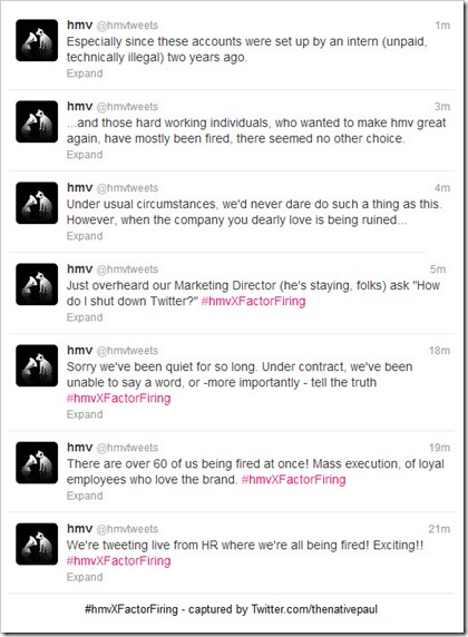 hmvXFactorFiring Tweets from HMV Account