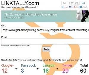 Example of LINKTALLY.com results