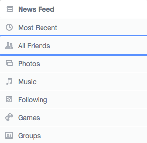 News feed categories