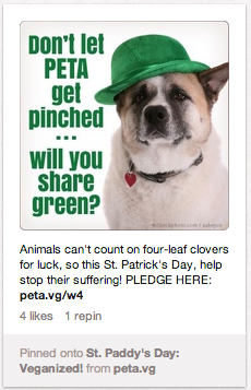 PETA Used their St. Patrick's Day Board to Promote Donations