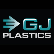 Black background logo design GJ Plastics