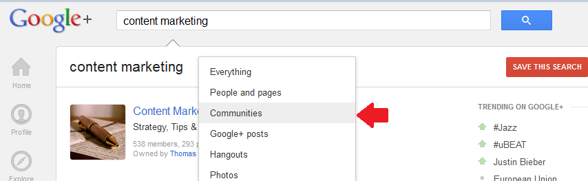 Google Plus Content Marketing Communities