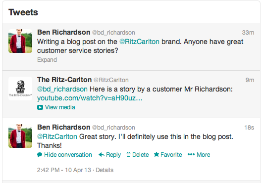 Ritz-Carlton tweets