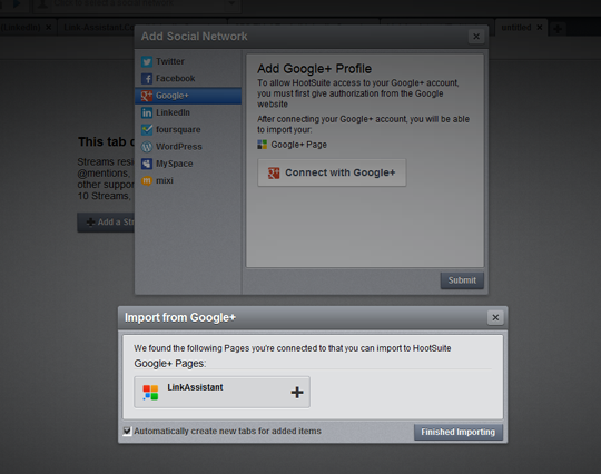 hootsuite supports google+