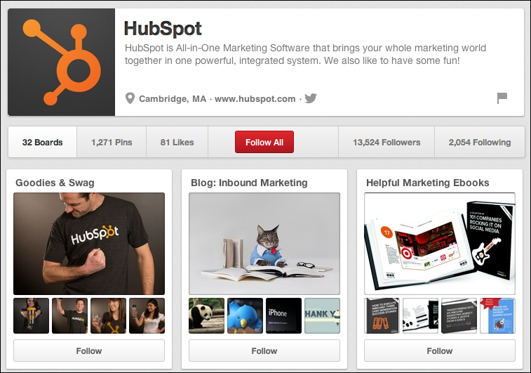 HubSpot's Pinterest B2B Account