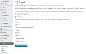 WordPress Content Export
