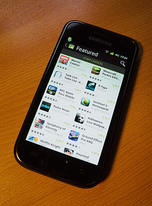 English: Android Market on Samsung Galaxy S.