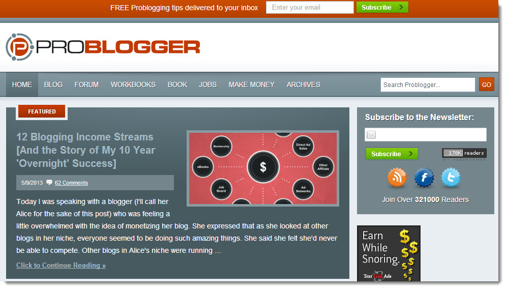 Darren Rowse Problogger ebooks case study making money from your blog