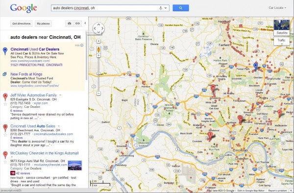Current Google Maps layout