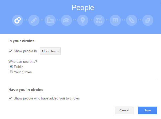 Google Plus About People Edit