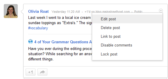 Google Plus Edit Posts