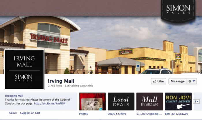 Irving Mall Facebook Page