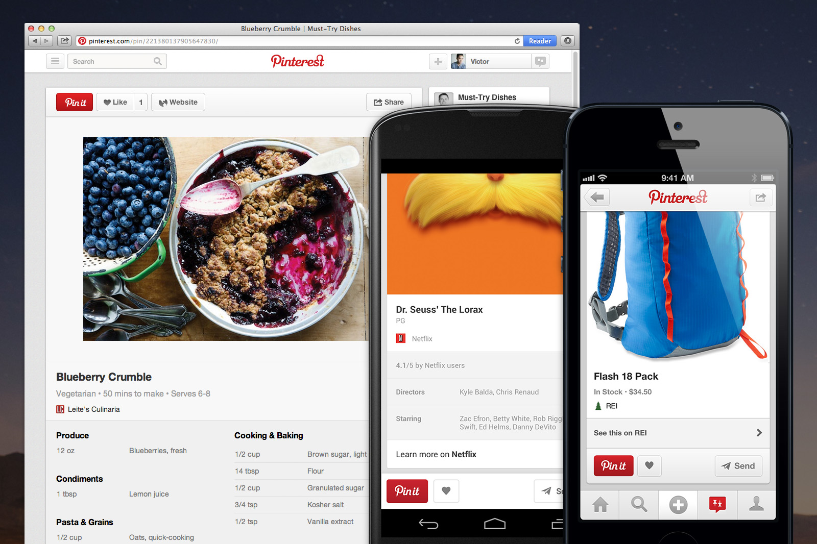 Pinterest adds Products, Recipes and Movies