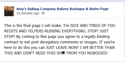 Amy's Baking Company Facebook
