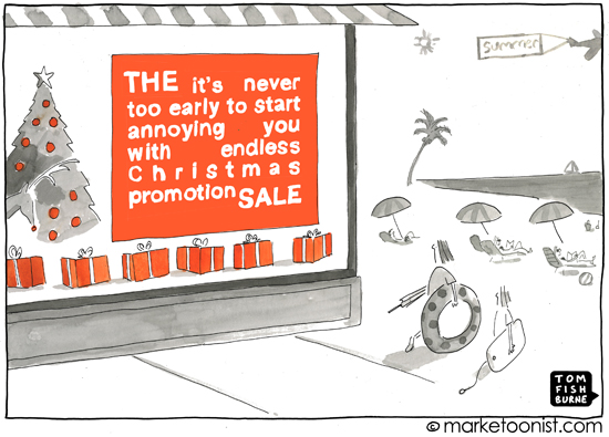 cartoon: annoying with Cristmas sale ads