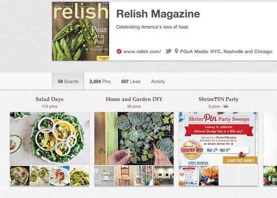 Relish Magazine Pinterest Account