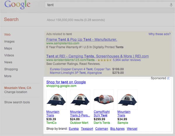 Google Product Listing Ads Example