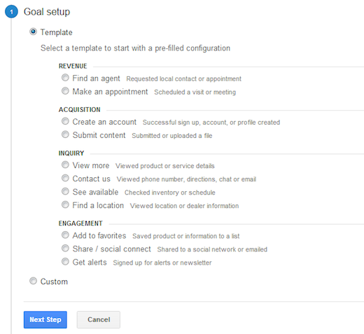 Google Analytics Goal Templates