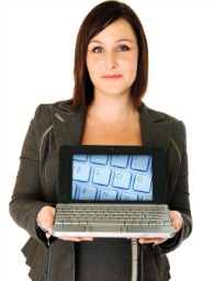 businesswoman laptop blog