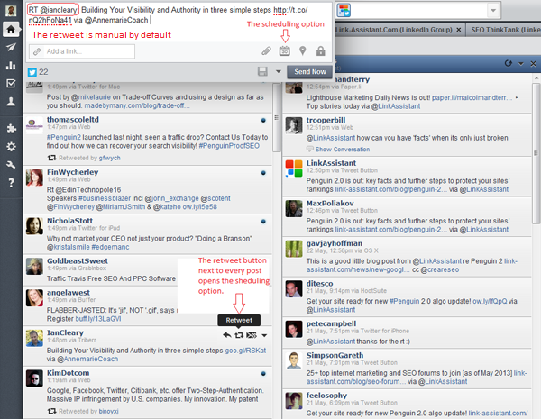 scheduling retweets in hootsuite
