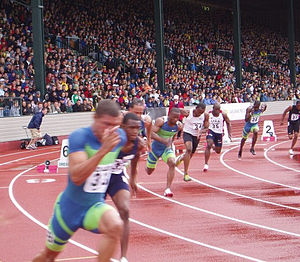 English: The start of the 200m at the 2006 Pre...