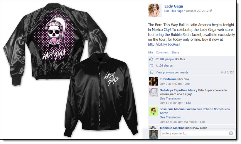 Lady Gaga Facebook social media