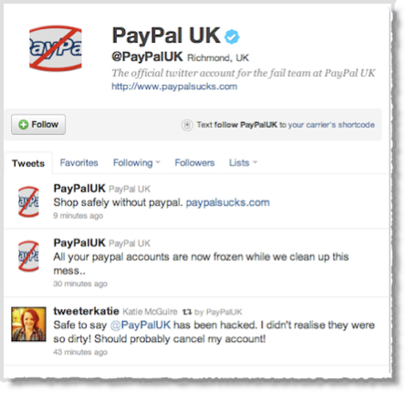 Paypal Twitter account hijacked