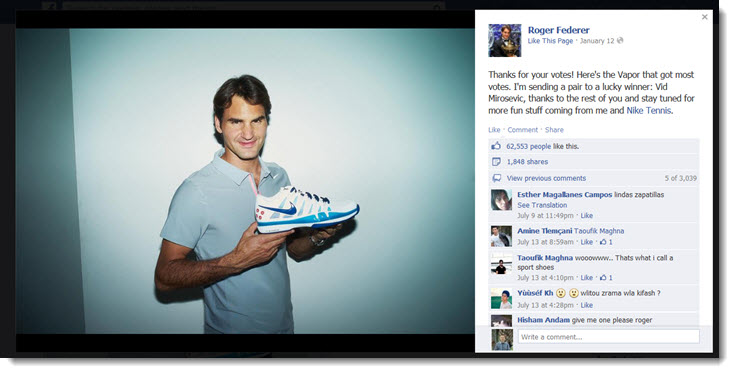 Roger Federer Facebook
