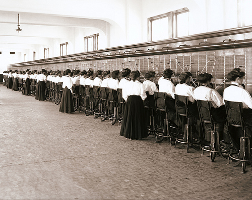 Telephone Switchboard Operators - a vintage circa 1914 photo