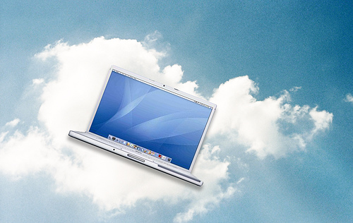 laptop floating in cloud