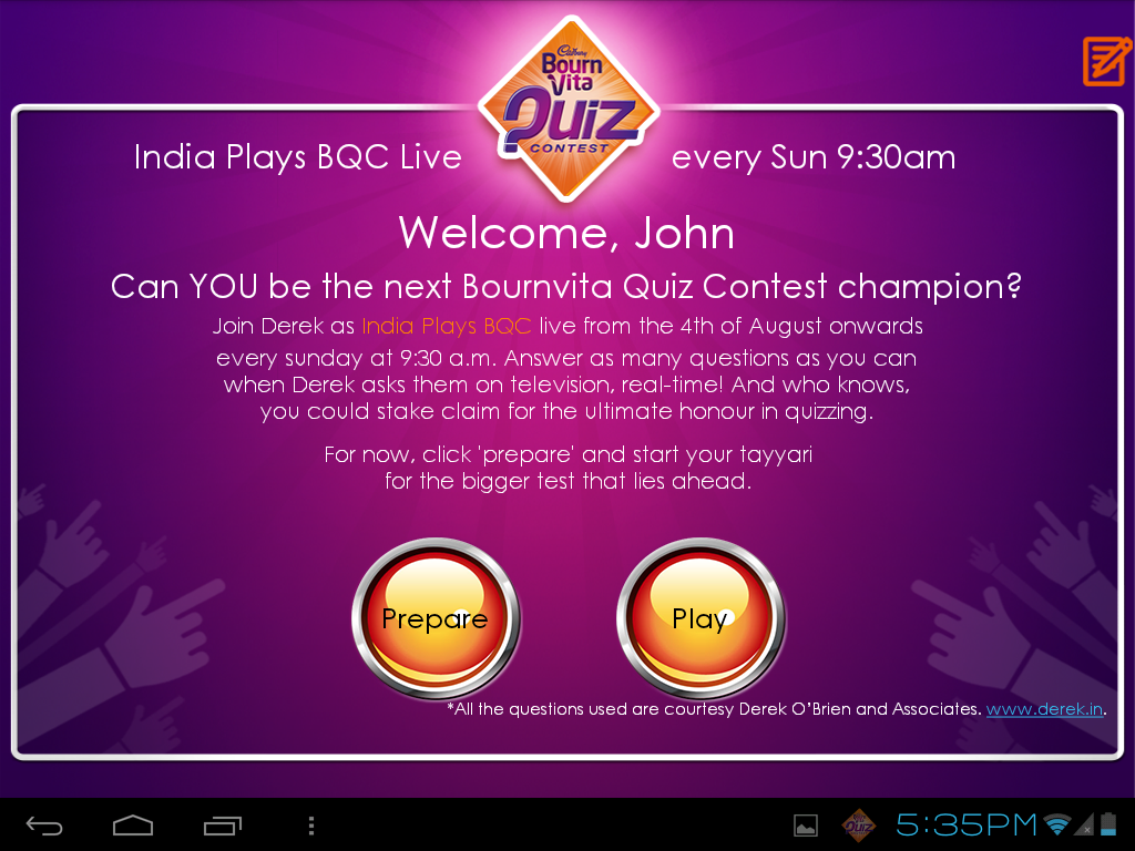 India plays BQC app