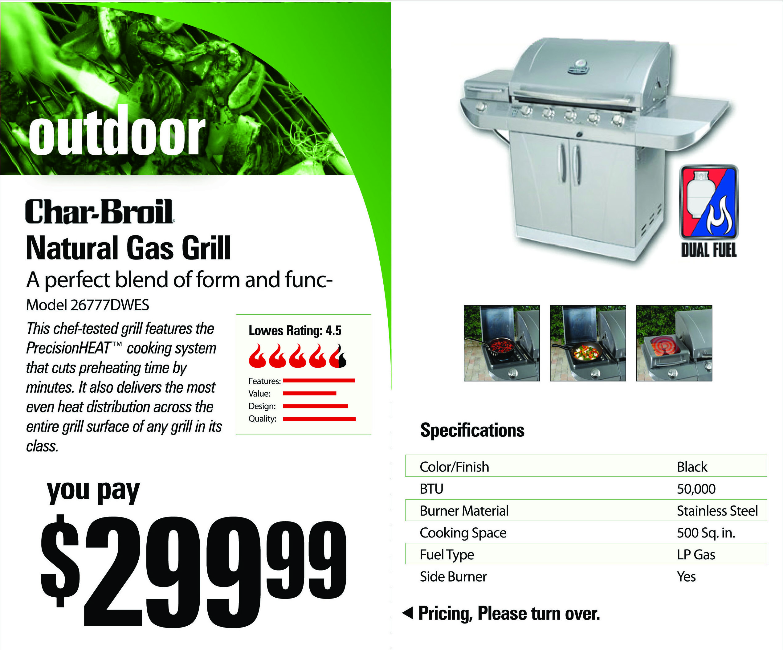 SignIQ ticket for Outdoor - Barbeque with Detailed Product Information
