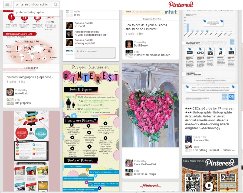 What's interesting about Pinterest search is that it's using visual cues to show pins in search feeds. When I typed in the term 