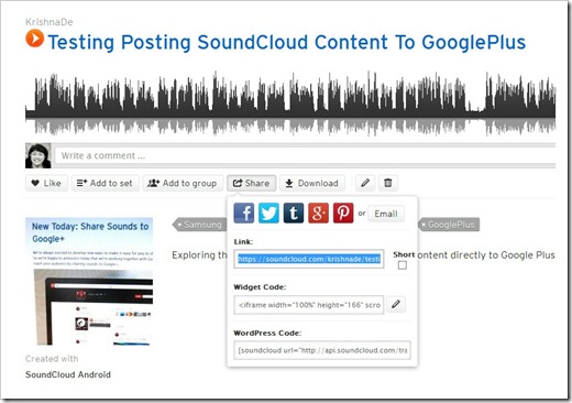 Posting SoundCloud podcasts to your Google Plus page