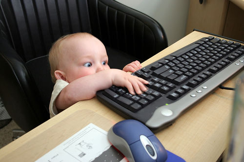 baby and computer