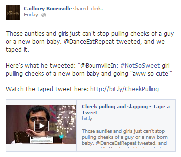 bournville tape a tweet Facebook