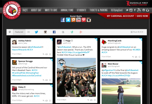 Social Media Hub created by University of Louisville students