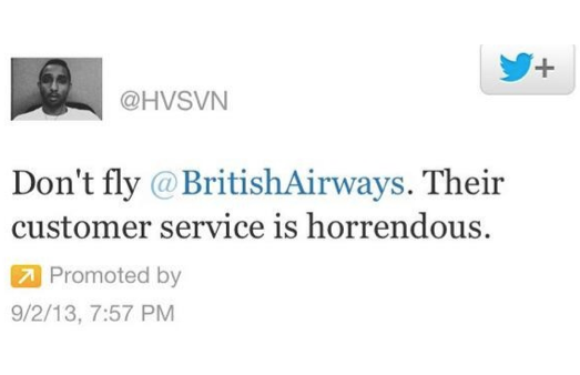 british airways promoted tweet