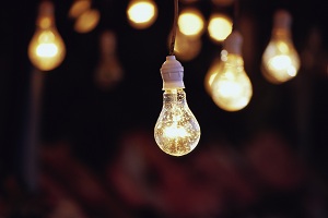 illuminated lightbulbs represents innovation