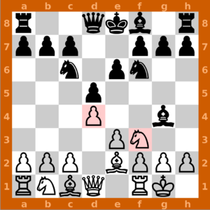 English: Screenshot of a chess match on GnuChe...