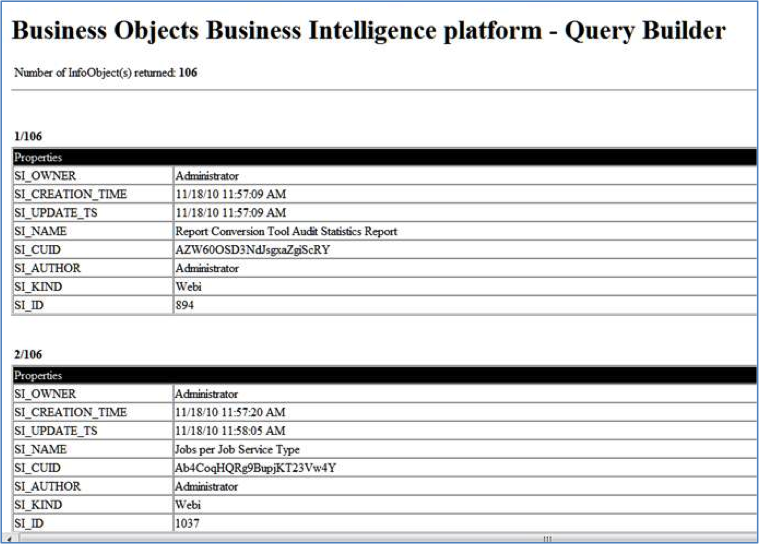 SAP Business Objects, Query Builder, Report Properties