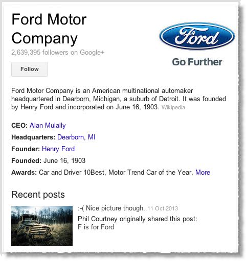 Ford Motor Company on Google+