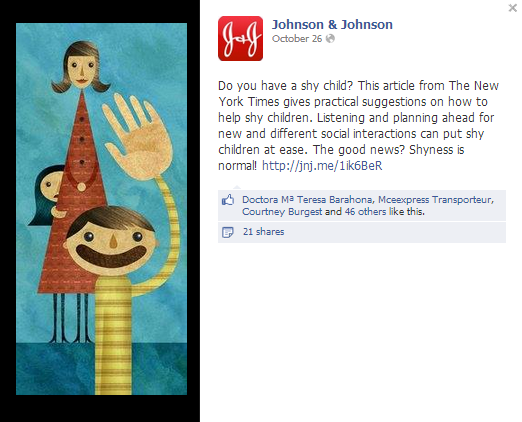 Johnson & Johnson, facebook, online marketing