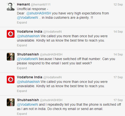 Telecom Industry Vodafone Tweets