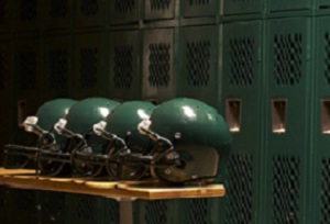 football locker room representing concussion protocol