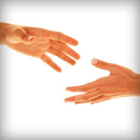 reaching hands
